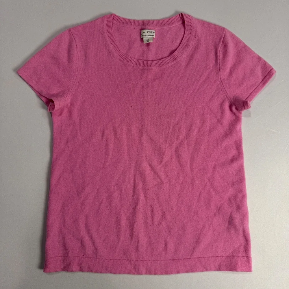 J. Crew Womens Pink Short Sleeve 100% Cashmere Sweater Top Size Small